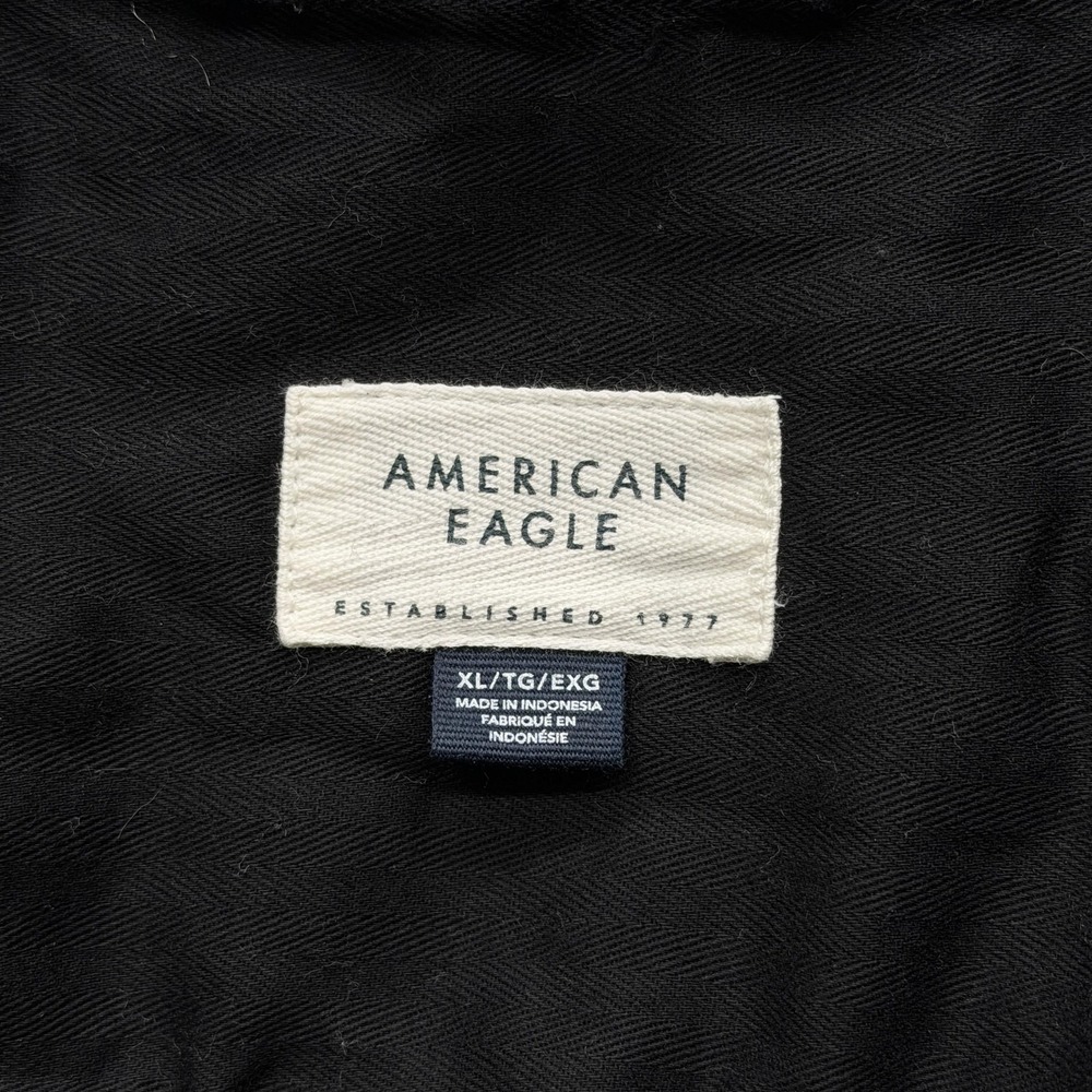 American Eagle‎ Shirt Mens XL Black Plaid Flannel Button Front Casual Pockets - Picture 3 of 12